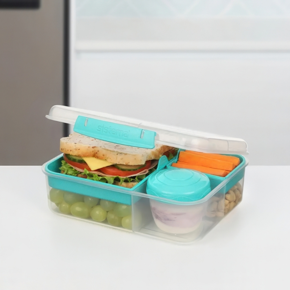 Bentokasse med 5 rum og beholder 1,65L, Sistema i gruppen Opbevaring / Køkkenopbevaring / Madkasser / Frokostbokse og Bento hos SmartaSaker.se (42124)