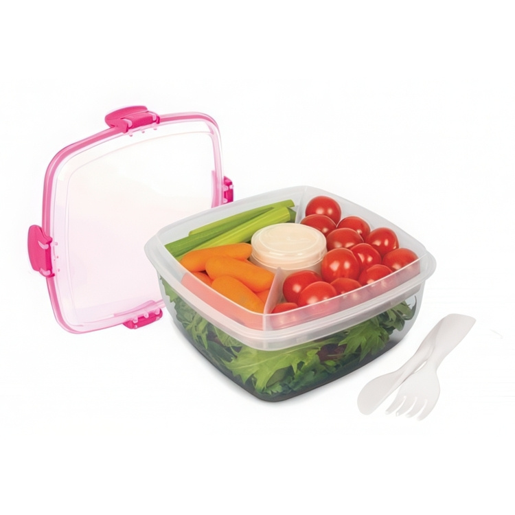 Madkasse til salat med bestik 1,1L, Sistema, Pink i gruppen Opbevaring / Køkkenopbevaring / Madkasser / SmartStore madkasser hos SmartaSaker.se (42172)