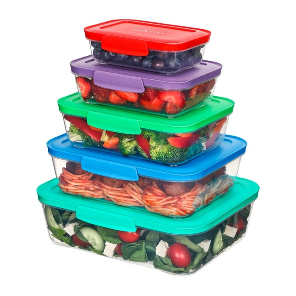 Sæt med madkasser 5-pak, Sistema i gruppen Opbevaring / Køkkenopbevaring / Madkasser / Madkasser i plast hos SmartaSaker.se (42203)