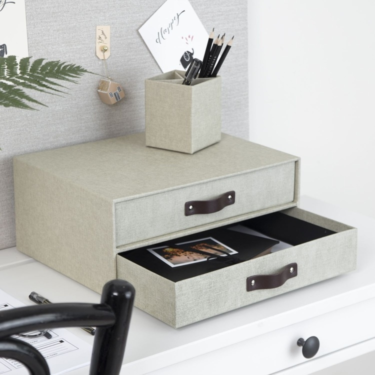 Minikommode 2 skuffer, Birger canvas, Bigso, Beige i gruppen Opbevaring / Opbevaringskasser / Bigso opbevaringskasser hos SmartaSaker.se (42259)