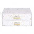 Mini-kommode, 2 skuffer, BIGSO BIRGER, 33 x 25,5 x H 14,5 cm, Hvid / Splash Guld