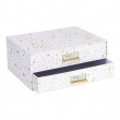 Mini-kommode, 2 skuffer, BIGSO BIRGER, 33 x 25,5 x H 14,5 cm, Hvid / Splash Guld