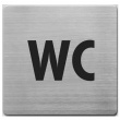 WC-skilt i rustfrit stål, 9x9 cm