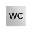 WC-skilt i rustfrit stål, 8x8 cm
