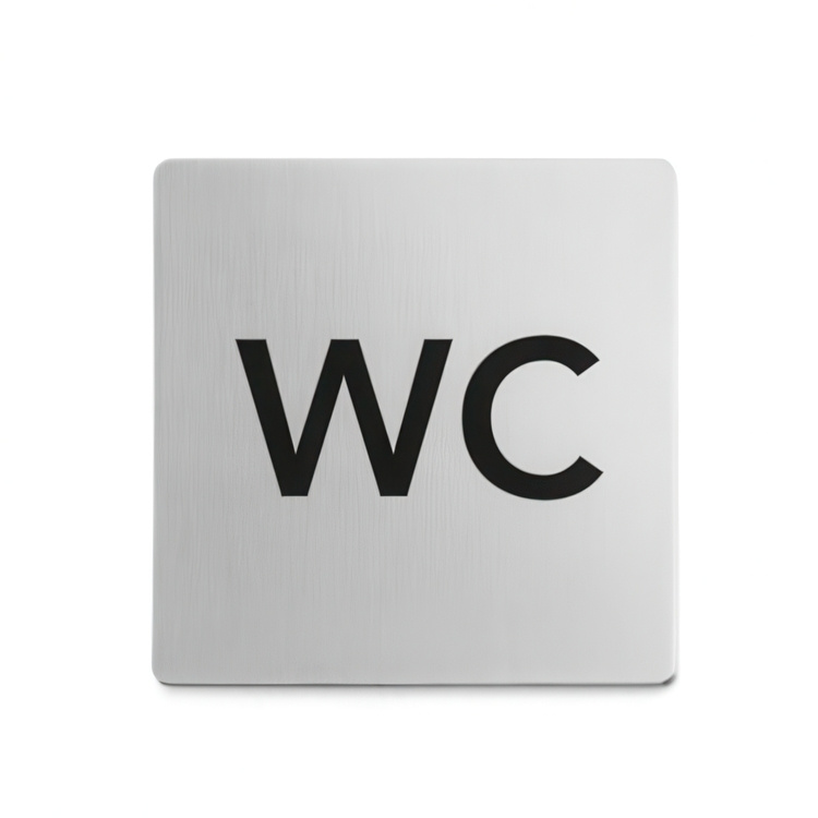 WC-skilt i rustfrit stål, 8x8 cm i gruppen Opbevaring / Magneter og selvklæbende / Skilt og etiketter hos SmartaSaker.se (42637)