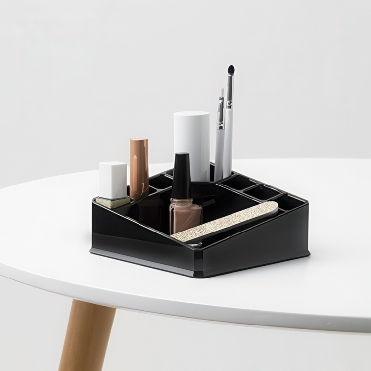 Makeup-holder med 8 rum, CONFIGURABLE, 22 x 13 x H 8 cm, Sort i gruppen Opbevaring / Badeværelsesopbevaring / Makeupopbevaring hos SmartaSaker.se (42669)