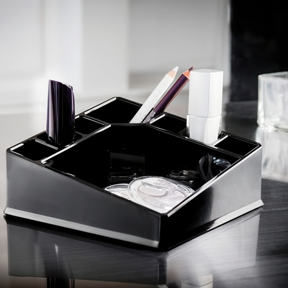 Makeup-holder med 8 rum, CONFIGURABLE, 22 x 13 x H 8 cm, Sort i gruppen Opbevaring / Badeværelsesopbevaring / Makeupopbevaring hos SmartaSaker.se (42669)