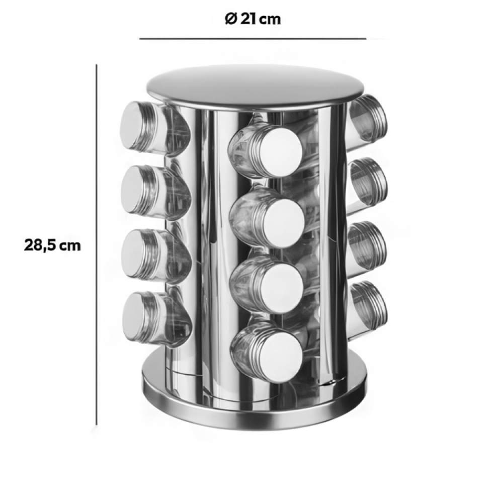 Roterende krydderireol 16 glas, Metal i gruppen Opbevaring / Køkkenopbevaring / Organiser køkkenskabe / Krydderihylder hos SmartaSaker.se (42755)