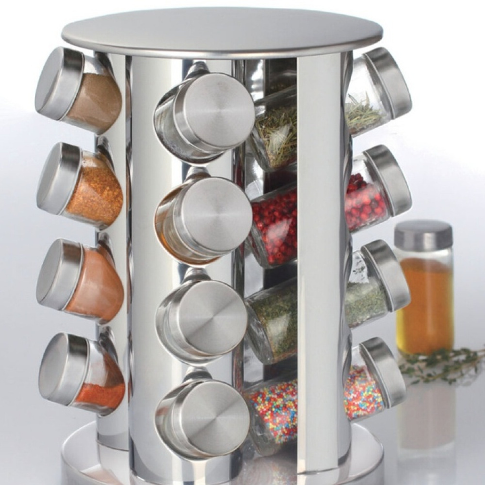 Roterende krydderireol 16 glas, Metal i gruppen Opbevaring / Køkkenopbevaring / Organiser køkkenskabe / Krydderihylder hos SmartaSaker.se (42755)