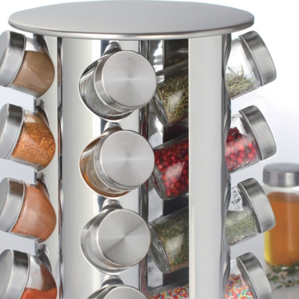 Roterende krydderireol 16 glas, Metal i gruppen Opbevaring / Køkkenopbevaring / Organiser køkkenskabe / Krydderihylder hos SmartaSaker.se (42755)