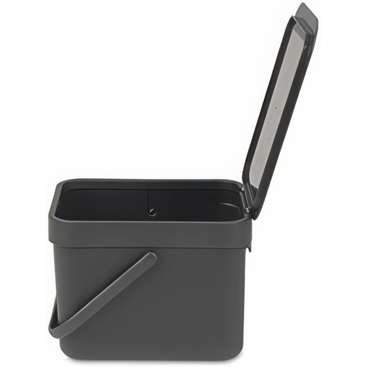 Affaldsspand med låg og håndtag 6L, Brabantia, Mørkegrå i gruppen Opbevaring / Rengøringsopbevaring og affaldssortering / Affaldssortering hos SmartaSaker.se (42763)
