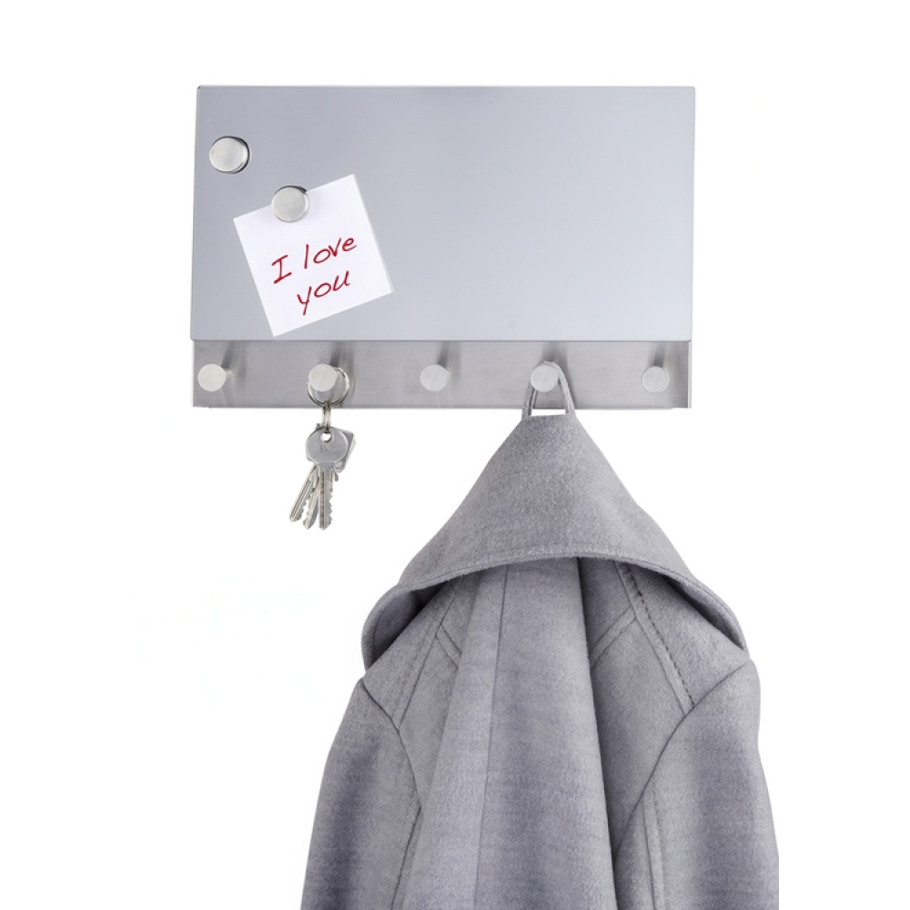 Spejl / Magnetisk opslagstavle, med kroge, WENKO, 30 x H 19 cm, Sølv i gruppen Opbevaring / Hallopbevaring / Kroge og ophængere hos SmartaSaker.se (42794)