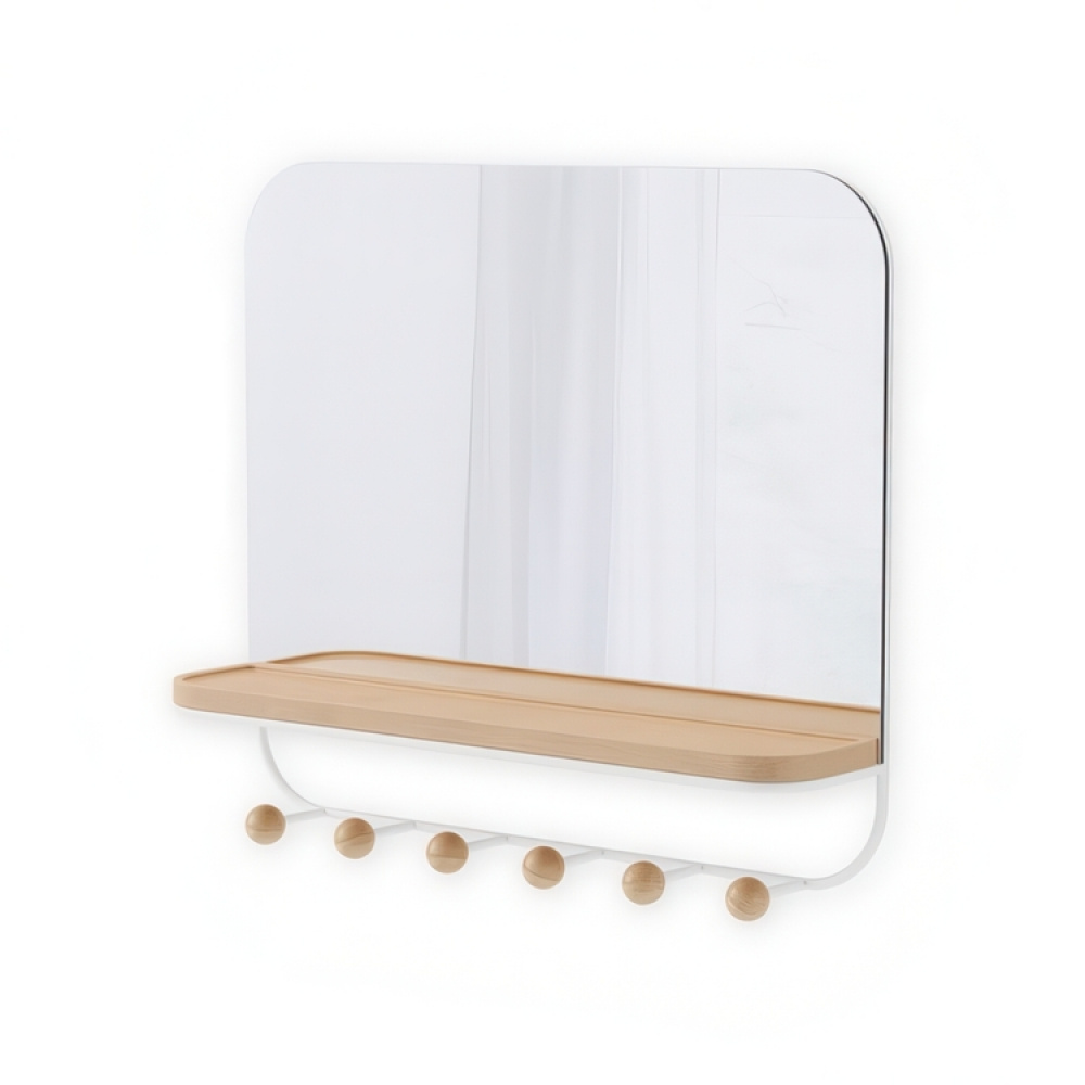 Spejl med krogliste, Umbra i gruppen Opbevaring / Hallopbevaring / Kroge og ophængere hos SmartaSaker.se (42795)
