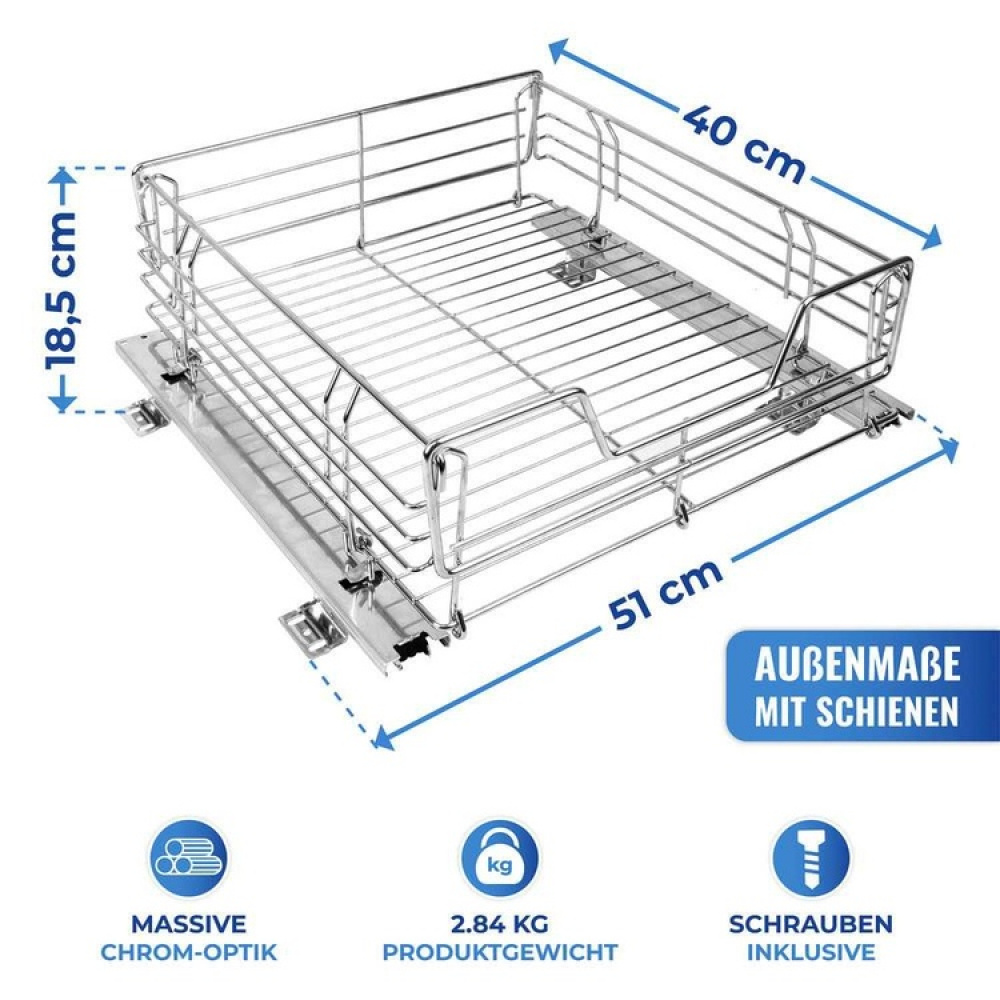 Udtrækshylde til køkkenskab, 51x40 cm i gruppen Opbevaring / Køkkenopbevaring / Organiser køkkenskabe / Under hylde-opbevaring hos SmartaSaker.se (43163)