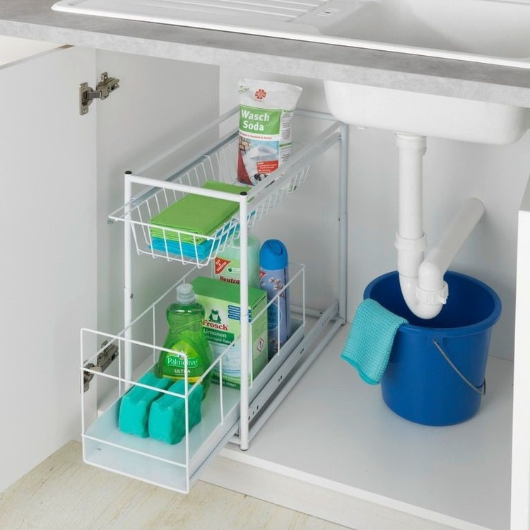Udtrækkelige opbevaringskurve til skab, 45x23 cm, Wenko i gruppen Opbevaring / Køkkenopbevaring / Organiser køkkenskabe / Under vask opbevaring hos SmartaSaker.se (43173)