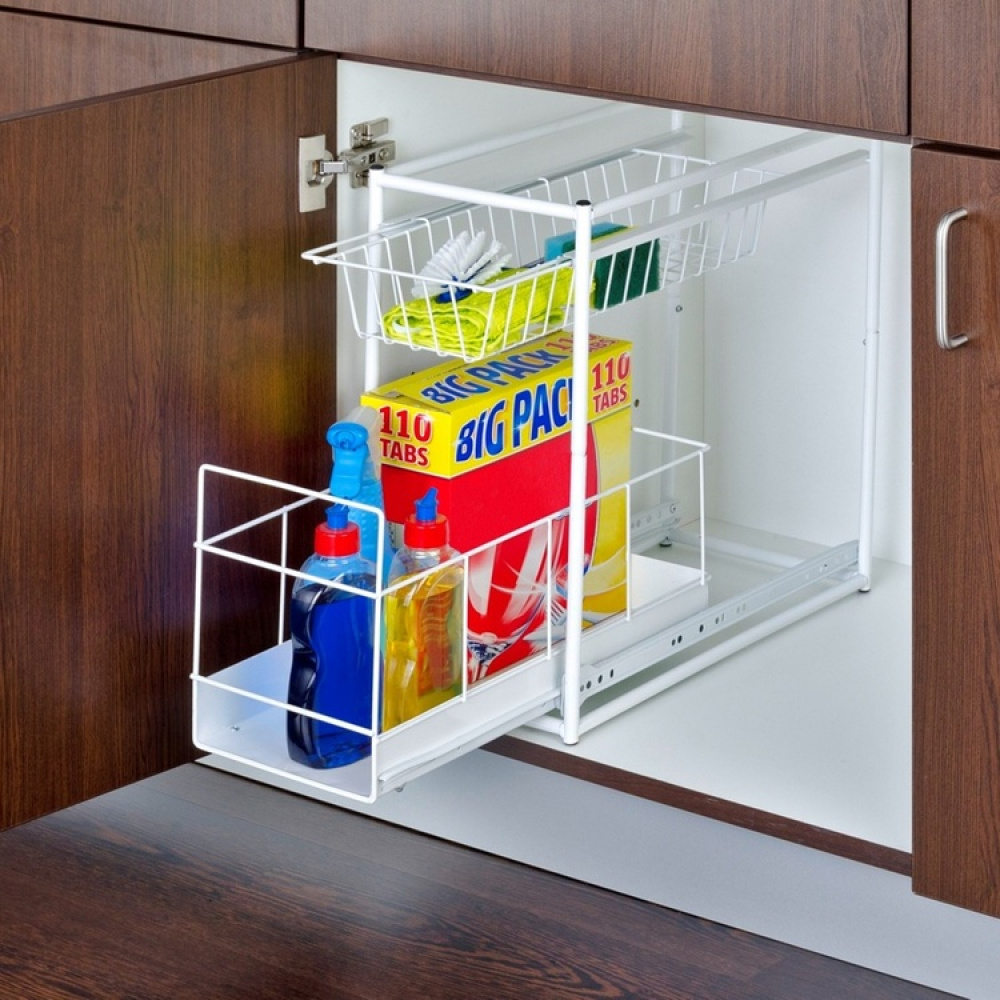 Udtrækkelige opbevaringskurve til skab, 45x23 cm, Wenko i gruppen Opbevaring / Køkkenopbevaring / Organiser køkkenskabe / Under vask opbevaring hos SmartaSaker.se (43173)