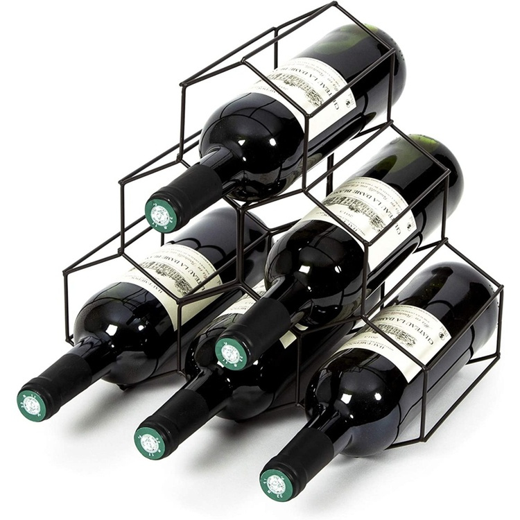 Vinreol i metal til 6 flasker, sort i gruppen Opbevaring / Køkkenopbevaring / Organiser køkkenskabe hos SmartaSaker.se (43223)